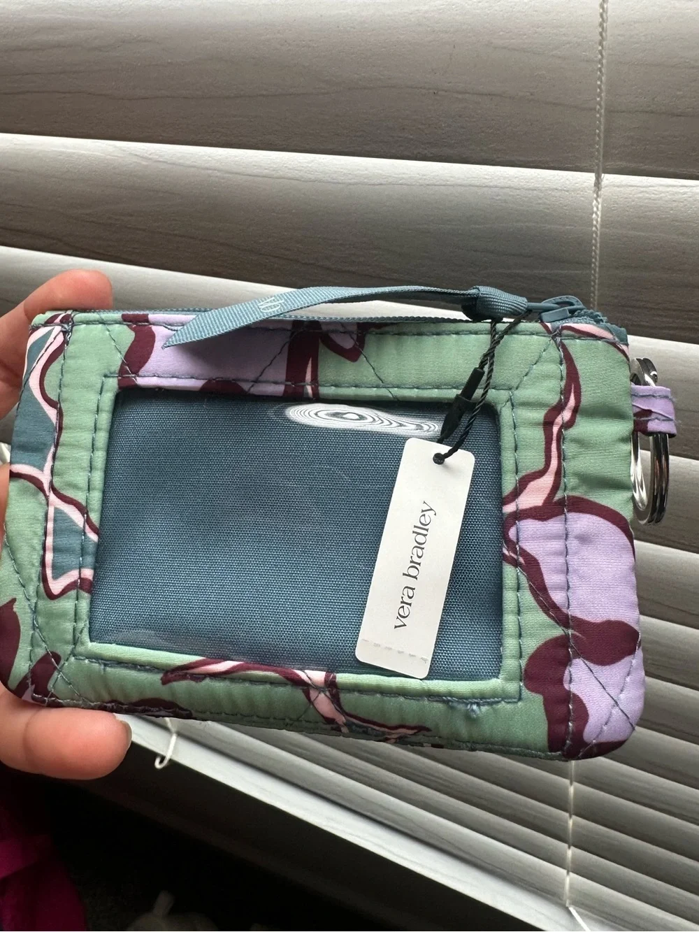 Vera Bradley Essential Quilted Floral Lilly Pad Zip ID Case Wallet - New